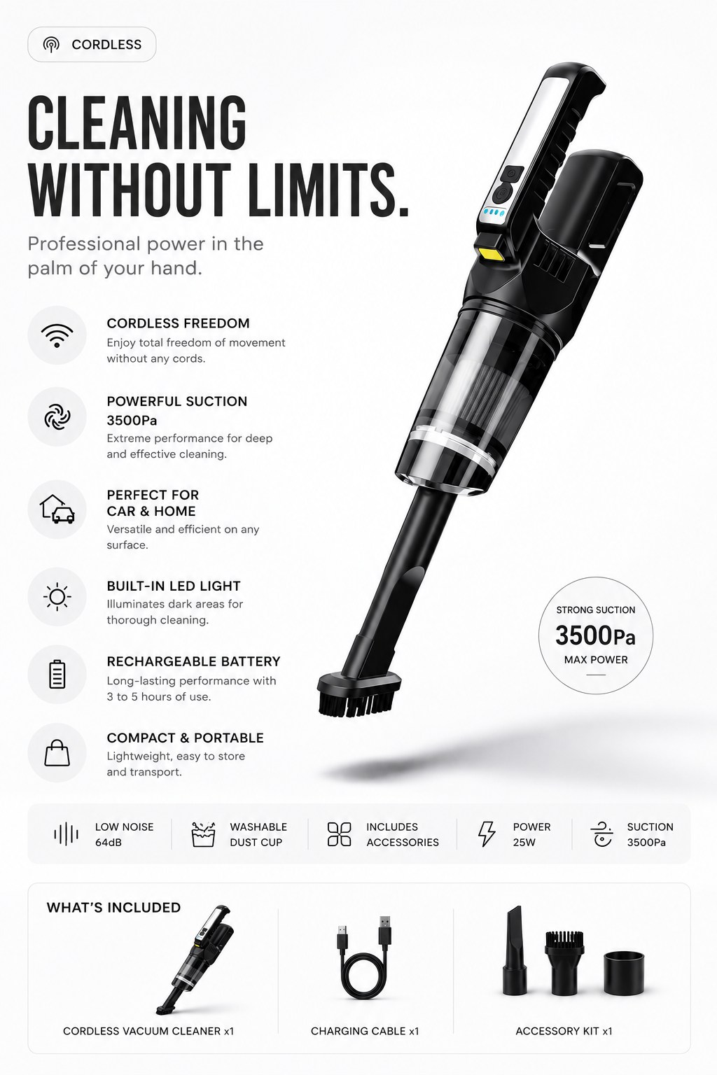 Handheld Cordless Car Vacuum Cleaner