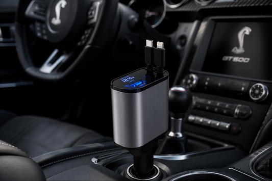4-in-1 Retractable Car Charger — 100W